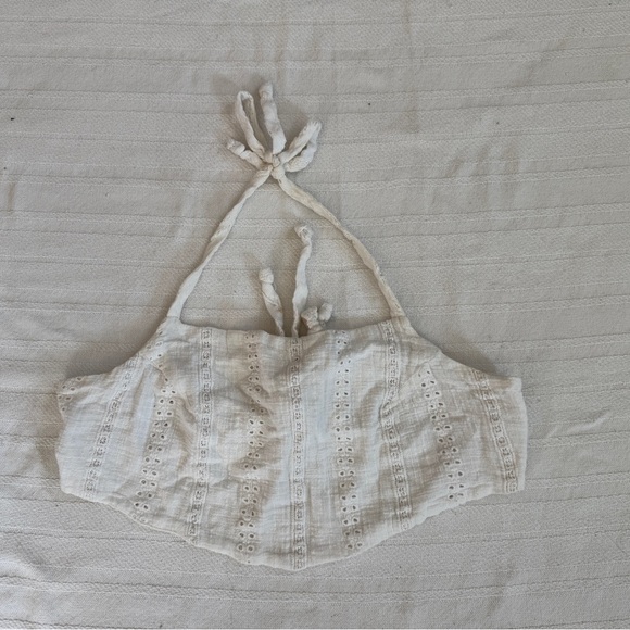 White Eyelet Halter Top - Picture 1 of 2